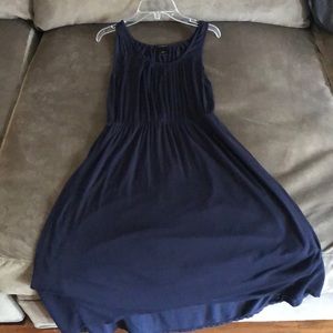 Navy tank top dress with gathered waist Ann Taylor